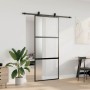 Puerta corredera con herrajes negro 90x205 cm vidrio templado en Puertas | Comprar online en Foru.es