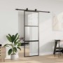 Puerta corredera con herrajes negro 76x205 cm vidrio templado en Puertas | Comprar online en Foru.es