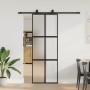Puerta corredera con herrajes negro 76x205 cm vidrio templado en Puertas | Comprar online en Foru.es