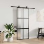 Puerta corredera con herrajes negro 90x205 cm vidrio templado en Puertas | Comprar online en Foru.es