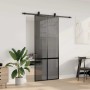 Puerta corredera con herrajes negro 90x205 cm vidrio templado en Puertas | Comprar online en Foru.es