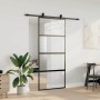 Puerta corredera con herrajes negro 90x205 cm vidrio templado en Puertas | Comprar online en Foru.es