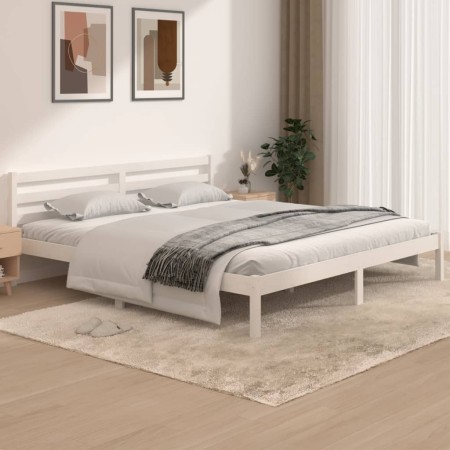 Estructura de cama madera maciza de pino blanco 180x200 cm de vidaXL, Camas y somieres - Ref: Foro24-810446, Precio: 114,05 €...