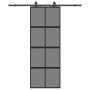 Puerta corredera con herrajes negro 76x205 cm vidrio templado en Puertas | Comprar online en Foru.es
