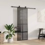 Puerta corredera con herrajes negro 76x205 cm vidrio templado en Puertas | Comprar online en Foru.es