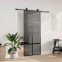 Puerta corredera con herrajes negro 90x205 cm vidrio templado en Puertas | Comprar online en Foru.es