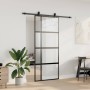 Puerta corredera con herrajes negro 90x205 cm vidrio templado en Puertas | Comprar online en Foru.es