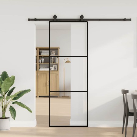 Puerta corredera con juego herrajes negro 76x205 cm ESG vidrio en Puertas | Comprar online en Foru.es