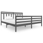 Estructura de cama de madera maciza gris 200x200 cm de vidaXL, Camas y somieres - Ref: Foro24-3100676, Precio: 168,80 €, Desc...