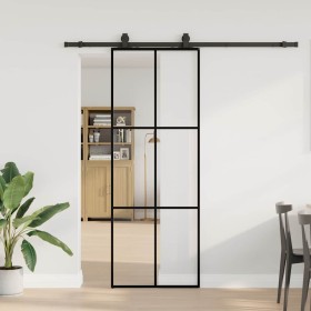 Puerta corredera con juego herrajes negro 76x205 cm ESG vidrio en Puertas | Comprar online en Foru.es