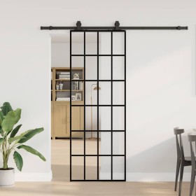 Puerta corredera con juego herrajes negro 76x205 cm ESG vidrio en Puertas | Comprar online en Foru.es
