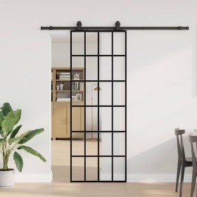 Puerta corredera con juego herrajes negro 76x205 cm ESG vidrio en Puertas | Comprar online en Foru.es