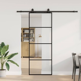 Puerta corredera con juego herrajes negro 76x205 cm ESG vidrio en Puertas | Comprar online en Foru.es