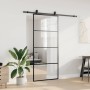 Puerta corredera con set herrajes negro 90x205 cm vidrio ESG en Puertas | Comprar online en Foru.es