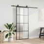 Puerta corredera con set herrajes negro 90x205 cm vidrio ESG en Puertas | Comprar online en Foru.es