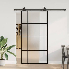 Puerta corredera set herrajes negra 102,5x205 cm ESG vidrio en Puertas | Comprar online en Foru.es