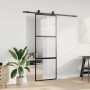 Puerta corredera con herrajes negro 76x205 cm vidrio templado en Puertas | Comprar online en Foru.es