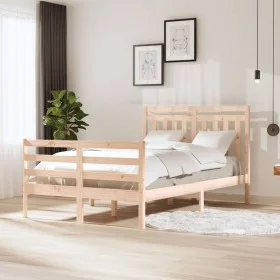 Small solid wood double bed frame 120x190 cm by vidaXL, Beds and slatted bases - Ref: Foro24-3100624, Price: 114,67 €, Discou...