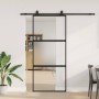 Puerta corredera con herrajes negro 90x205 cm vidrio templado en Puertas | Comprar online en Foru.es