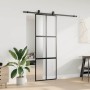 Puerta corredera con herrajes negro 76x205 cm vidrio templado en Puertas | Comprar online en Foru.es