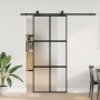 Puerta corredera con herrajes negro 90x205 cm vidrio templado en Puertas | Comprar online en Foru.es