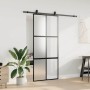 Puerta corredera con herrajes negro 90x205 cm vidrio templado en Puertas | Comprar online en Foru.es