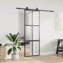 Puerta corredera con herrajes negro 76x205 cm vidrio templado en Puertas | Comprar online en Foru.es
