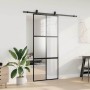Puerta corredera con herrajes negro 90x205 cm vidrio templado en Puertas | Comprar online en Foru.es