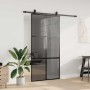 Puerta corredera herrajes negro 102,5x205 cm vidrio templado en Puertas | Comprar online en Foru.es