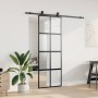 Puerta corredera con herrajes negro 76x205 cm vidrio templado en Puertas | Comprar online en Foru.es