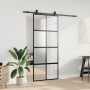 Puerta corredera con herrajes negro 90x205 cm vidrio templado en Puertas | Comprar online en Foru.es