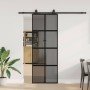Puerta corredera con herrajes negro 76x205 cm vidrio templado en Puertas | Comprar online en Foru.es