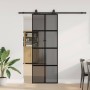 Puerta corredera con herrajes negro 76x205 cm vidrio templado en Puertas | Comprar online en Foru.es