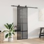 Puerta corredera con herrajes negro 76x205 cm vidrio templado en Puertas | Comprar online en Foru.es