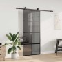 Puerta corredera con herrajes negro 90x205 cm vidrio templado en Puertas | Comprar online en Foru.es