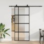 Puerta corredera con herrajes negro 90x205 cm vidrio templado en Puertas | Comprar online en Foru.es