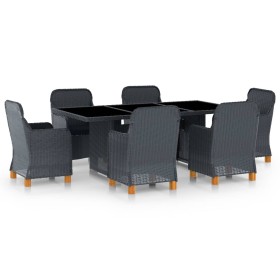 Set comedor jardín 7 pzas cojines ratán sintético gris oscuro en Conjuntos de jardín | Comprar online en Foru.es