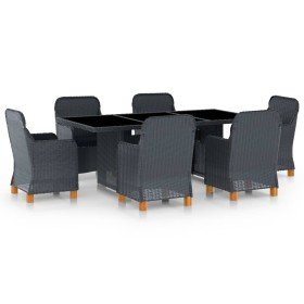 Set comedor jardín 7 pzas cojines ratán sintético gris oscuro en Conjuntos de jardín | Comprar online en Foru.es