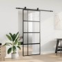 Puerta corredera con herrajes negro 90x205 cm vidrio templado en Puertas | Comprar online en Foru.es