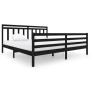 Estructura de cama de madera maciza negra 200x200 cm de vidaXL, Camas y somieres - Ref: Foro24-3100678, Precio: 168,88 €, Des...