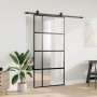 Puerta corredera herrajes negro 102,5x205 cm vidrio templado en Puertas | Comprar online en Foru.es