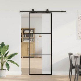 Puerta corredera con juego herrajes negro 76x205 cm ESG vidrio en Puertas | Comprar online en Foru.es