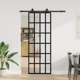 Puerta corredera con juego herrajes negro 76x205 cm ESG vidrio en Puertas | Comprar online en Foru.es
