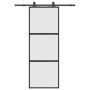 Puerta corredera con herrajes negro 76x205 cm vidrio templado en Puertas | Comprar online en Foru.es