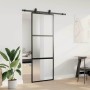 Puerta corredera con herrajes negro 76x205 cm vidrio templado en Puertas | Comprar online en Foru.es