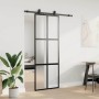 Puerta corredera con herrajes negro 76x205 cm vidrio templado en Puertas | Comprar online en Foru.es