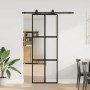Puerta corredera con herrajes negro 76x205 cm vidrio templado en Puertas | Comprar online en Foru.es
