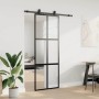 Puerta corredera con herrajes negro 76x205 cm vidrio templado en Puertas | Comprar online en Foru.es