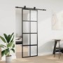 Puerta corredera con herrajes negro 76x205 cm vidrio templado en Puertas | Comprar online en Foru.es