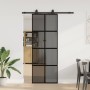 Puerta corredera con herrajes negro 76x205 cm vidrio templado en Puertas | Comprar online en Foru.es